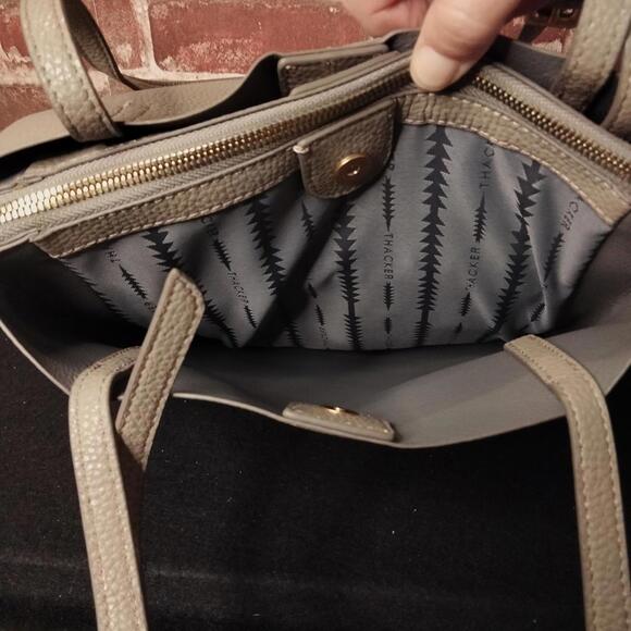Thacker Anya Leather Tote Bag Purse Grey Pebbeled Style EUC - Picture 4 of 7